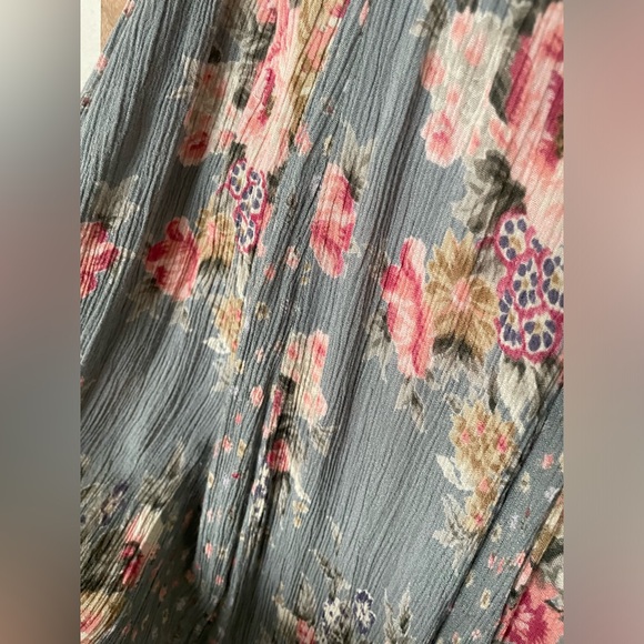 Sage Green and Floral Flowy Bobo Maxi Skirt | Size Medium - Picture 6 of 6